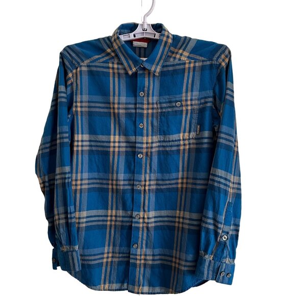 Columbia Men's Blue Plaid Lightweight Flannel Button Up Shirt Adj Cuffs SZ Small - Picture 1 of 10